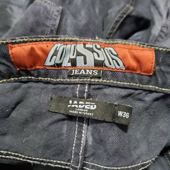 JADED LONDON Low Rise Colossus Fit Jeans Extreme Wide Leg Bleach Dye Men's 36 - Picture 9 of 15